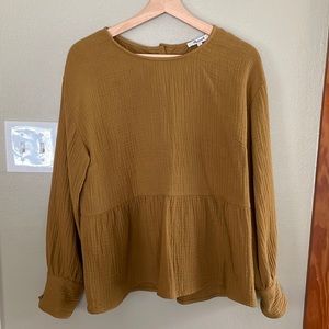 Madewell long sleeve top brown yellow size medium M